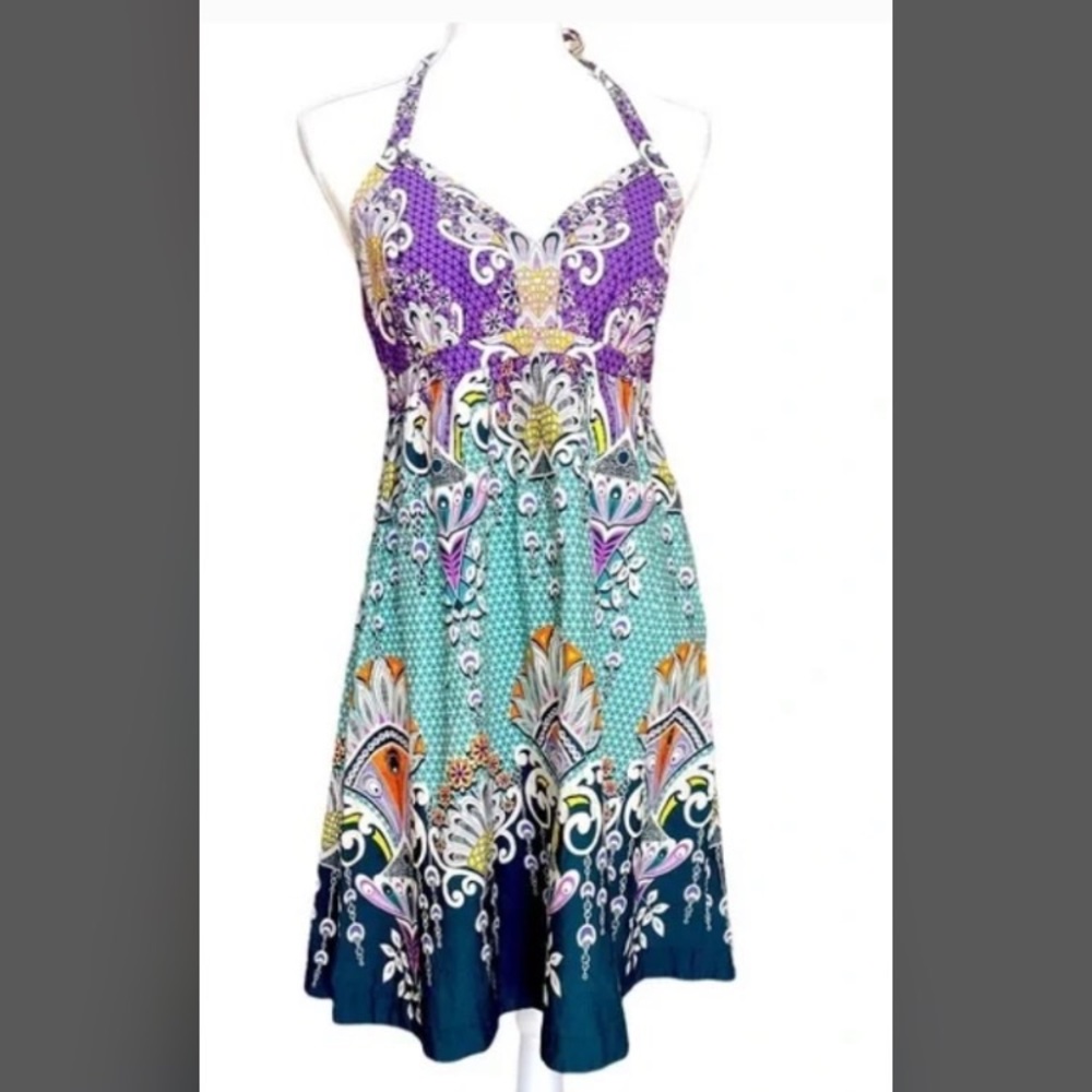 EXPRESS boho printed halter cotton dress Size 4